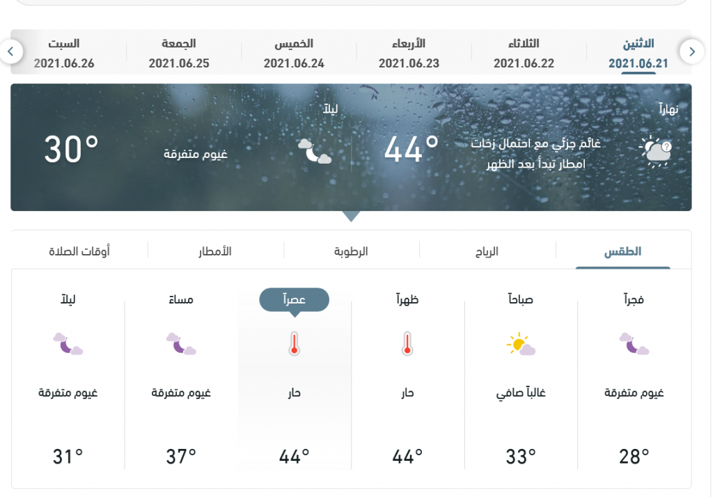 درجات الحرارة في السعودية